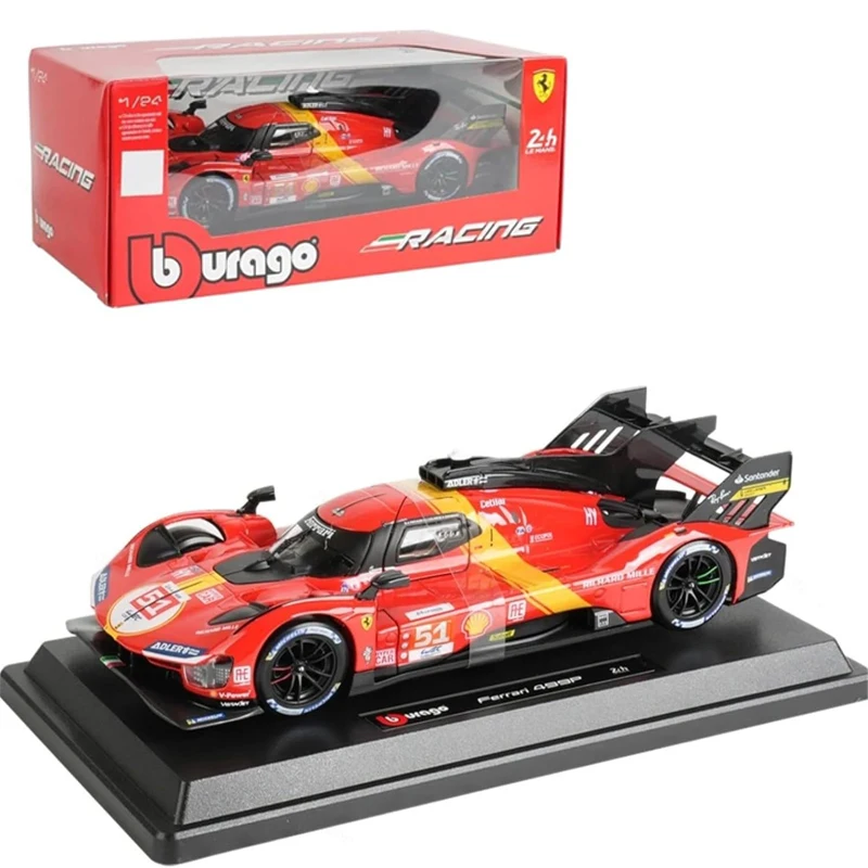 Bburago 2023 1/24 499P #51 Champion Adult Alloy Racing Car 24h LMH Rally for Ferrari Vehicle Die Cast Collection Gift