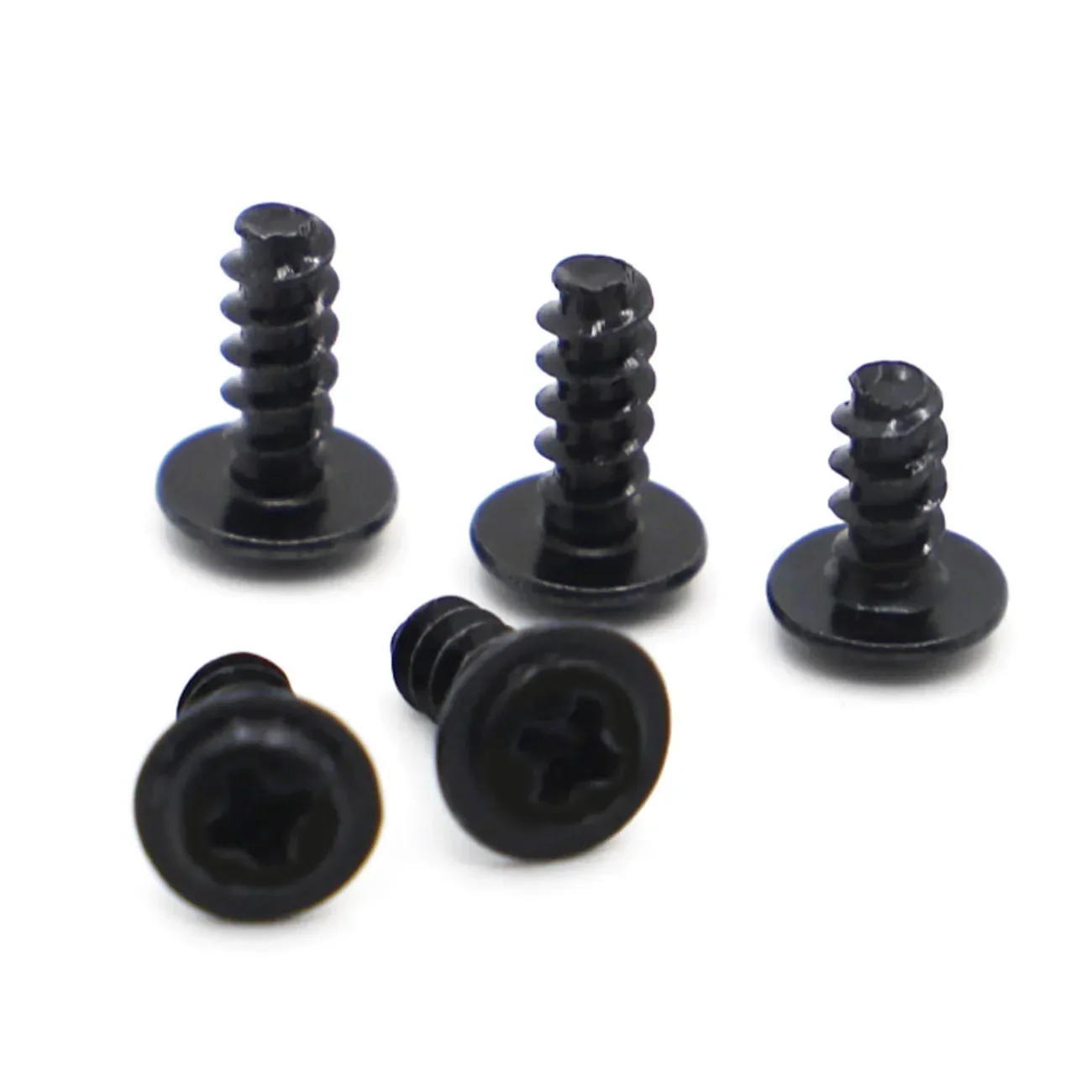 50 قطعة PWB المسمار الأسود مطلي الصلب فيليبس جولة رئيس مع غسالة مسامير التنصت الذاتي M1.4 M1.7 M2 M2.3 M2.6 M3 M4 #4