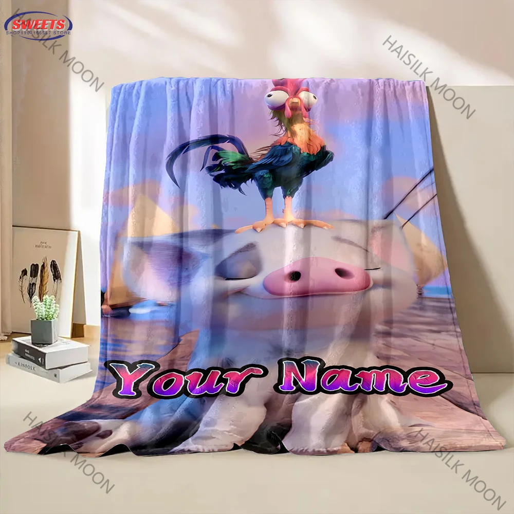 Индивидуальное имя, принцесса Диснея Моана, фланелевые пушистые одеяла с героями мультфильмов для подруги, жены, дочки, специальные подарки