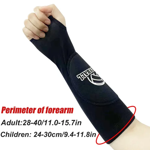 1 par de fundas de brazo de voleibol, protección acolchada para el antebrazo con orificio para el pulgar para niños y adultos, equipo deportivo para pasear/parar