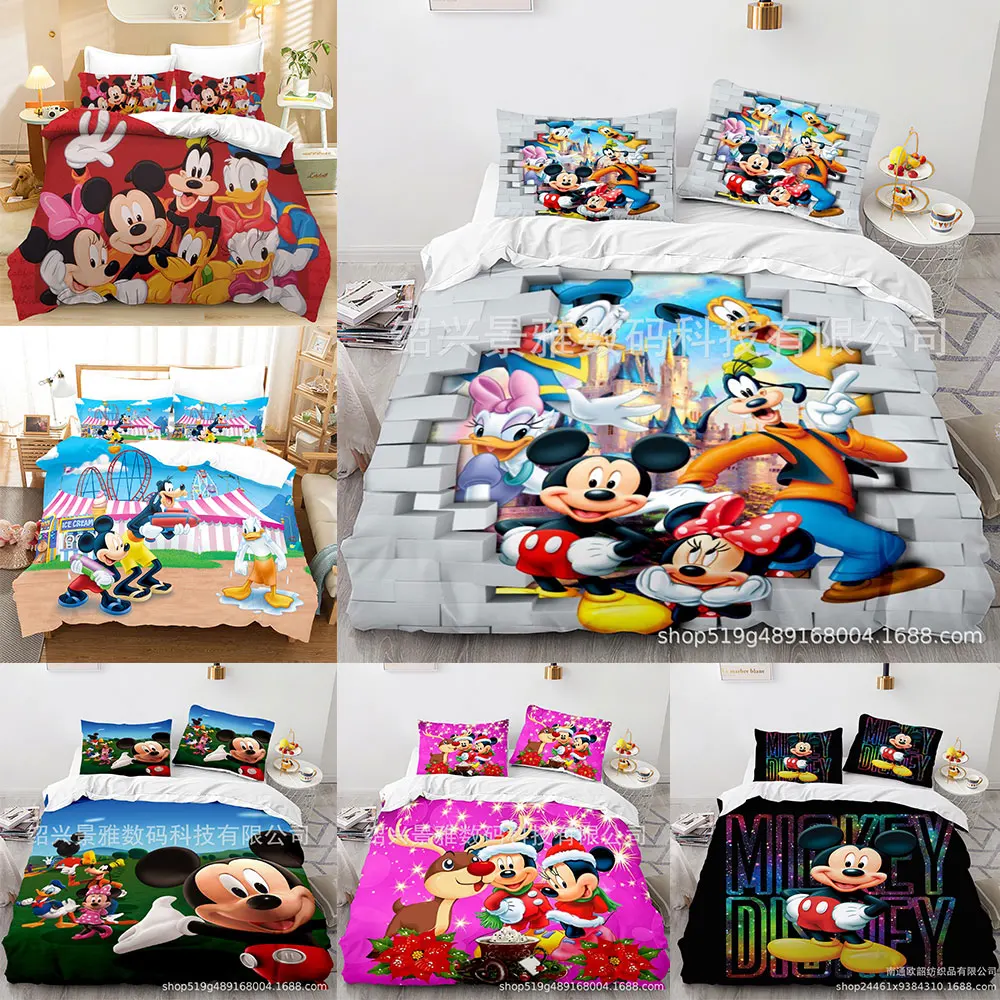 

Mickey Minnie Mouse Bedding Sets Comforter Quilt Bed Cover Duvet Cover Pillow Case 2-3 Pieces Sets Kids Adult Bedroom Decor