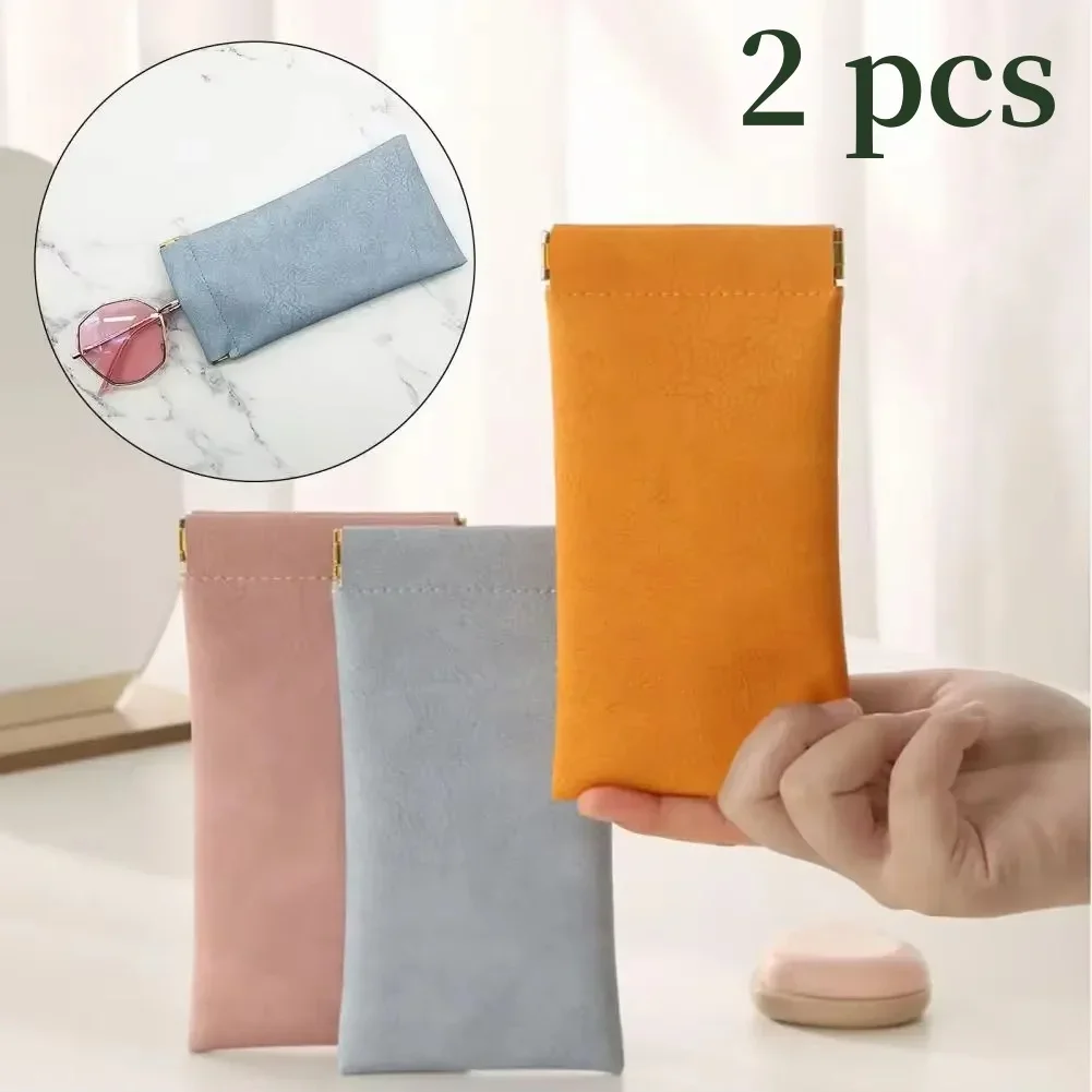 

2pcs Automatic Closed Sunglasses Case PU Leather Glasses Storage Bag Waterproof Glasses Protective Cover Eyewear Storage Bag