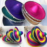Summer Mexican Party Hat Colorful Wide Brim Straw Hats Men Women Summer Outdoor Sun Hat Sombrero Halloween Party Decor - Image 4