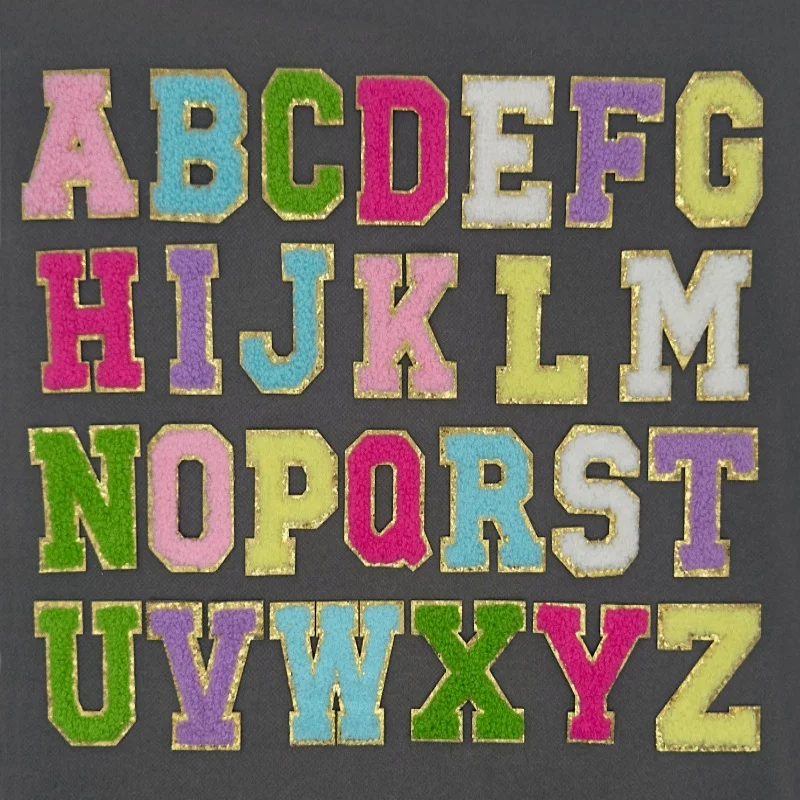 

26pcs/unit Party Name Letter Clothing Patches English Name Sticker Chenille Embroidered Applique Set A-Z 26Letters