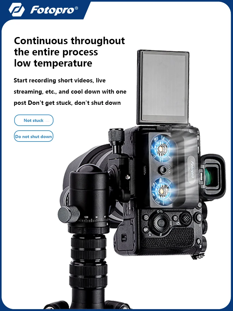 Fotopro العالمي كاميرا مروحة التبريد المبرد بالوعة الحرارة التبريد السريع لسوني A7M4 A7S3 ZV-E10 A6700/كانون R5 R6/Fuji XS10