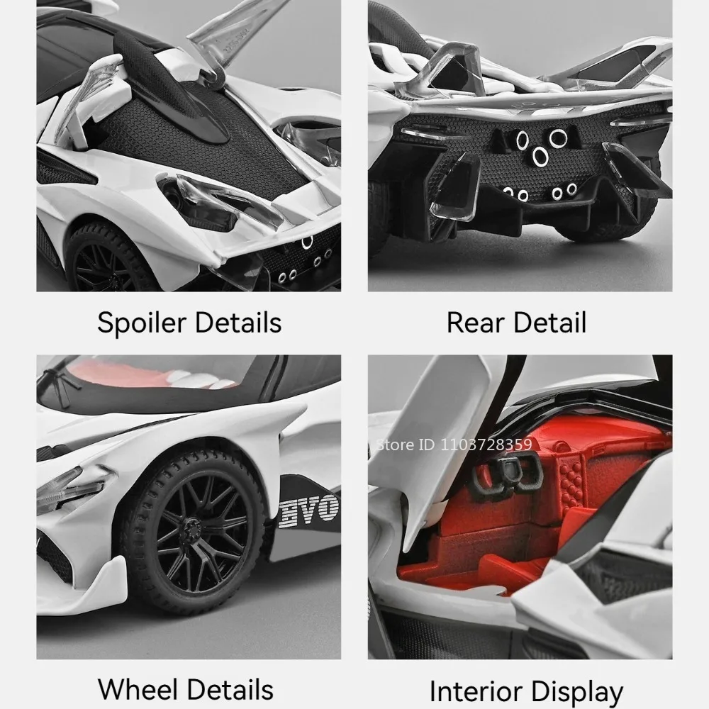 1:32 Apollo EVO Pagani Zonda Supercar Toy Miniature Models Alloy Diecast Sound Light Pull Back Doors Opened Ornament Toys Gifts