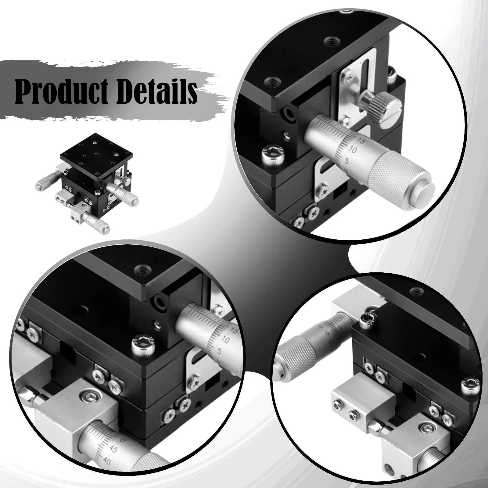Black Aluminum Manual Linear Stage Compact Sliding Table High Accuracy Platform for Optical Laboratory and Research