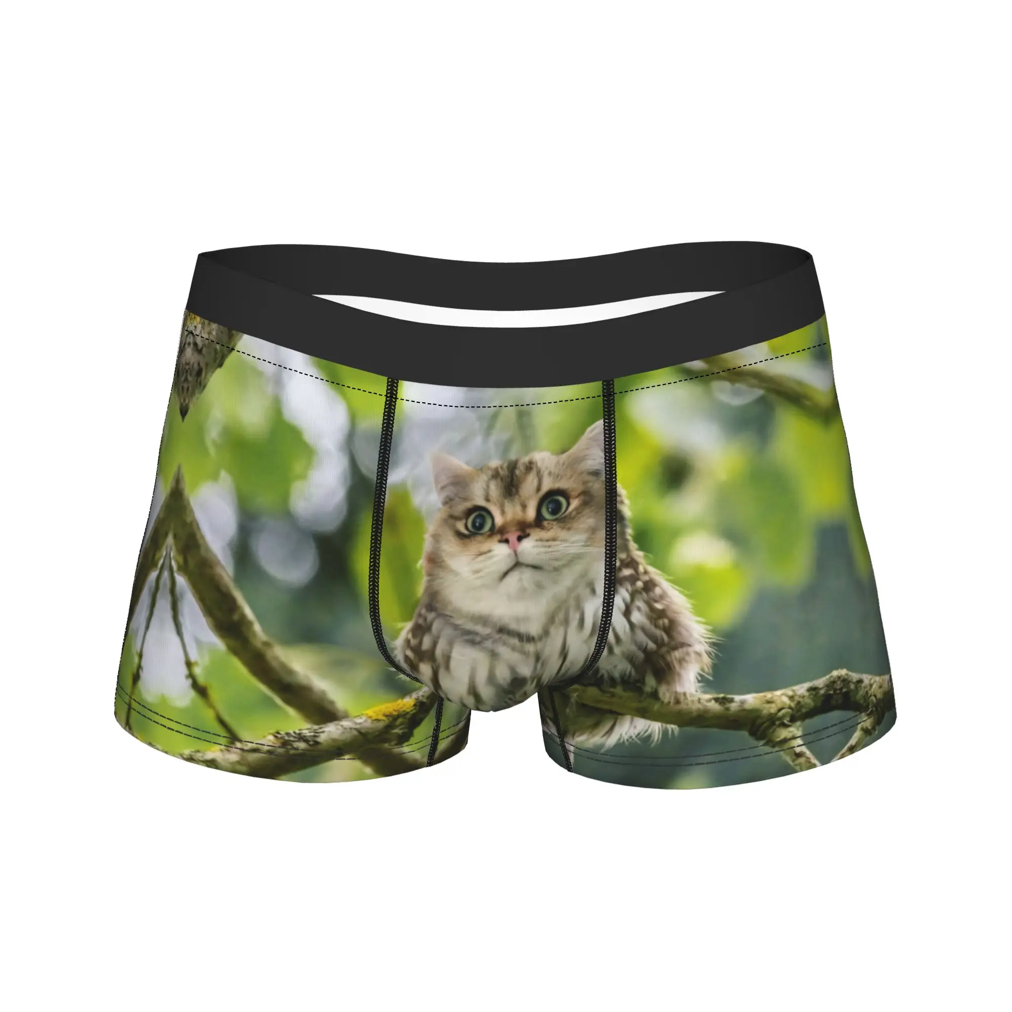 

Meowl Cat Owl Funny Meme Underwear Men Underpants Printed Comfortable Trunk Quality Shorts Briefs Plus Size