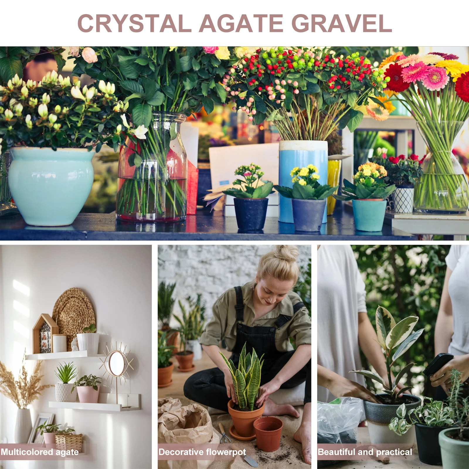 

Colorful Crystals Natural Agate Tumbled Stones Smooth Polished Decor Aquarium Gravel Vase Filler Garden Flowerpot Terrarium