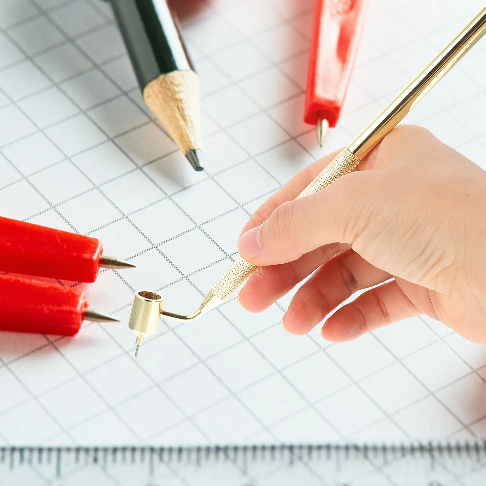 1Pcs Paint-Mending Pen Aluminium Lightweight Fluid Writer Pen Slanting Fine Line for Fabric Drawing Touch Precision