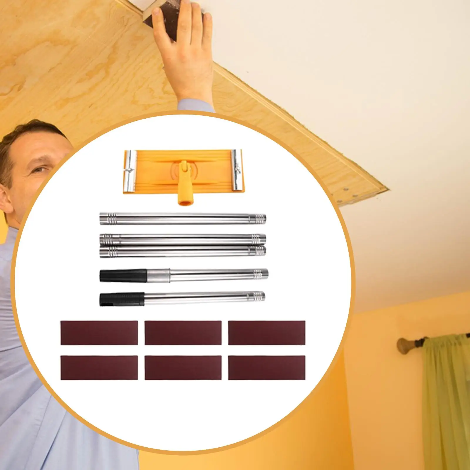 

Pole Sander for Drywall Ceiling Removal Tool with Extension Pole for Painting Prep 360 Cleaning and Polishing Radial Sander