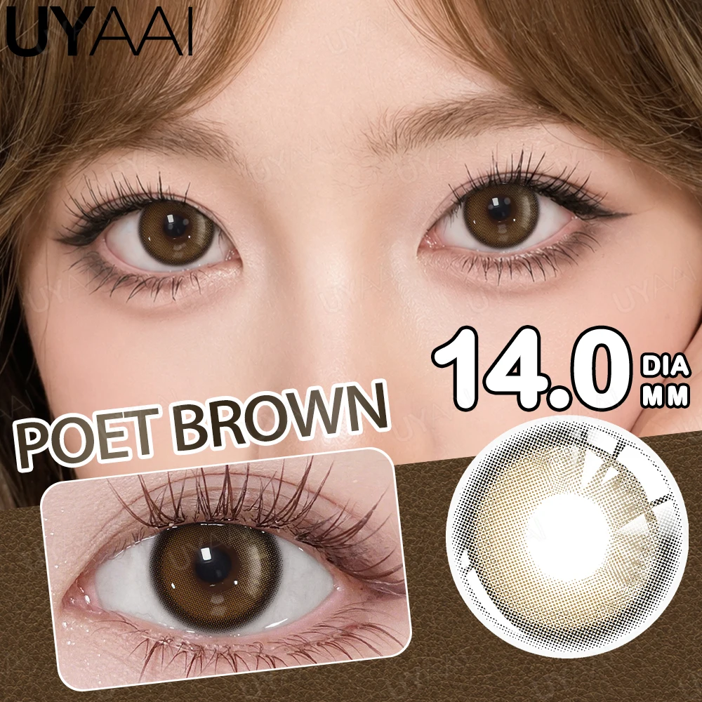 UYAAI Zweiteilige Farbige Kontaktlinsen für Augen Koreanische Neue Mode-Linsen Braune Augenkontaktlinsen Natürliche Graue Farblinsen des Jahres