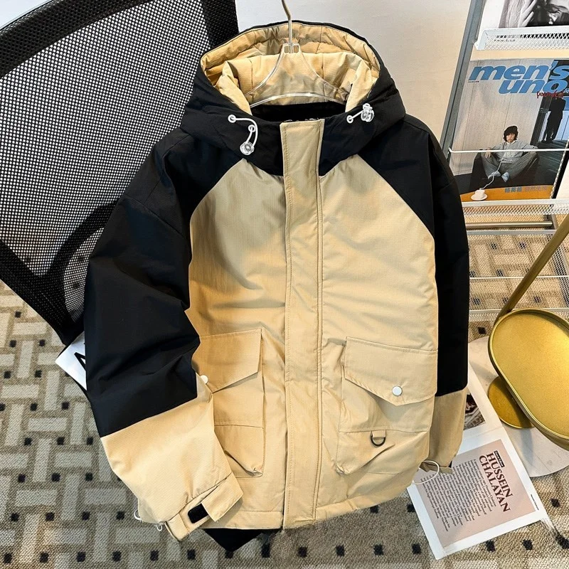 

Ins Sle Thiened Hooded down Cotton Jaet Youth Faion Warm Winter Coat Bread Sle Cotton Padded Coat for Men And Women