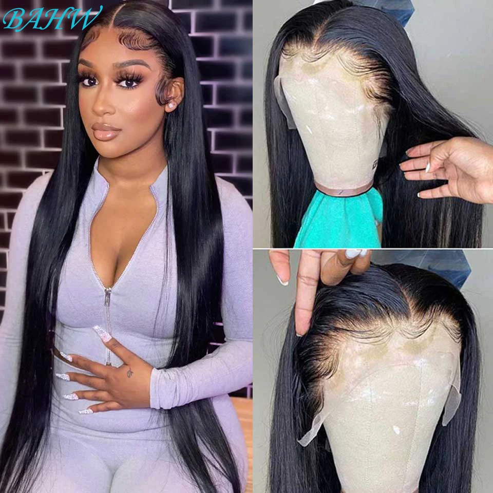 Burmese Hair 13x4 Lace Frontal Human Hair Straight Wig Natural Color 32 Inch 4x4 Transparent Lace Closure Wig For Black Women