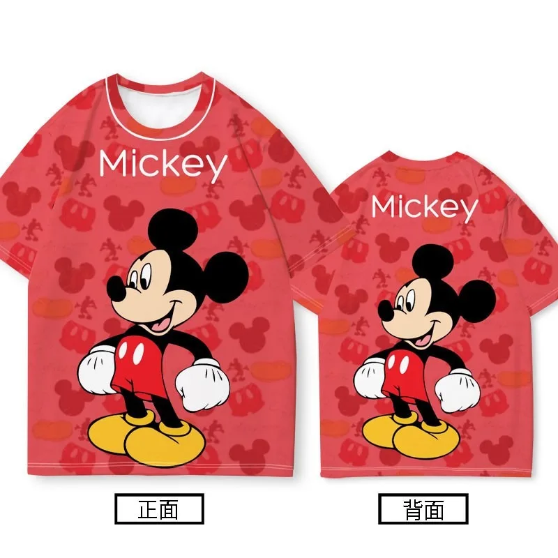 Kawaii Disney Animation Mickey Short Sleeve Summer Couple T-shirt Female Cartoon Minnie Pattern T-shirt Half Sleeve Clothes