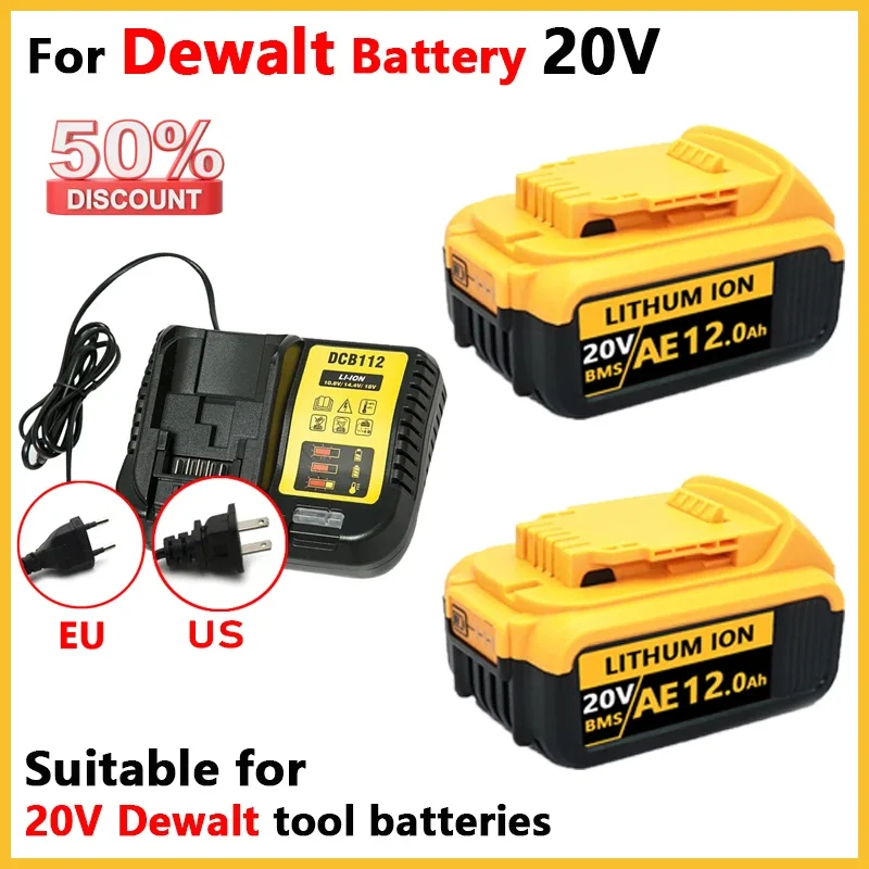 DCB200 20V Battery Compatible with dewalt power Tools 18V 12Ah rechargeable electric tool Lithium batteries 20V 18Volt 18v 12Ah