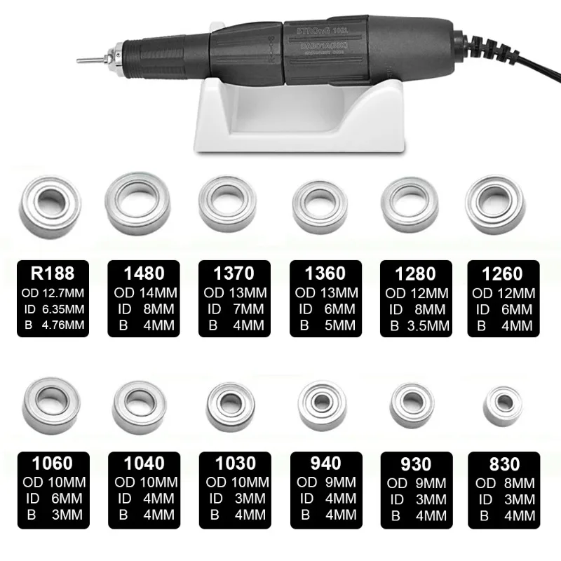 Top Grade Dental Grinder Handpiece Handle Ball Bearing 12 Size For STRONG 210 105L Marathon Polish Micromotor Nail Drill Machine