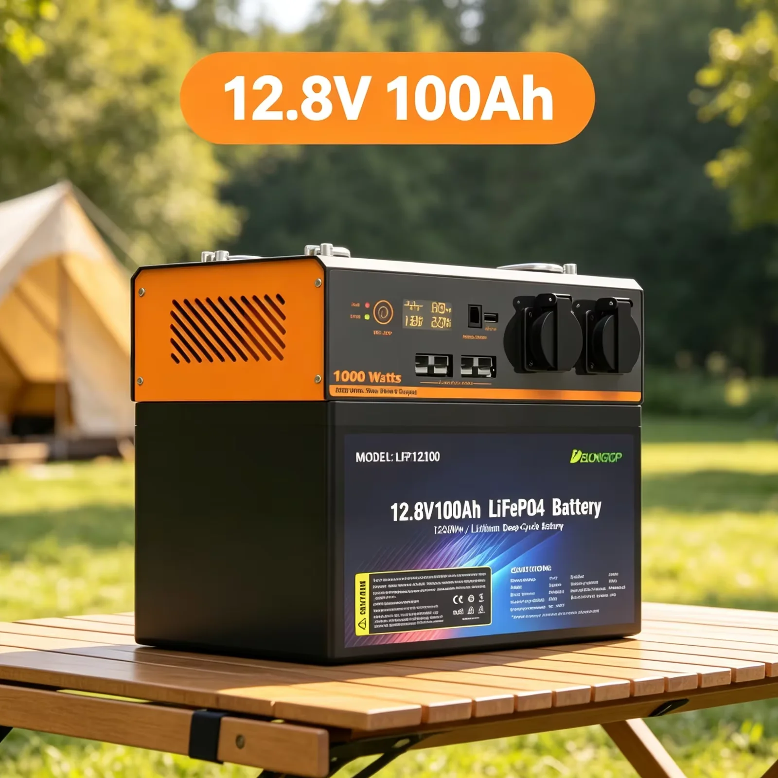 All In One Portable 12V 100Ah LiFePO4 Power Station Integrated Inverter For Off Grid RV Solar Emergency Application