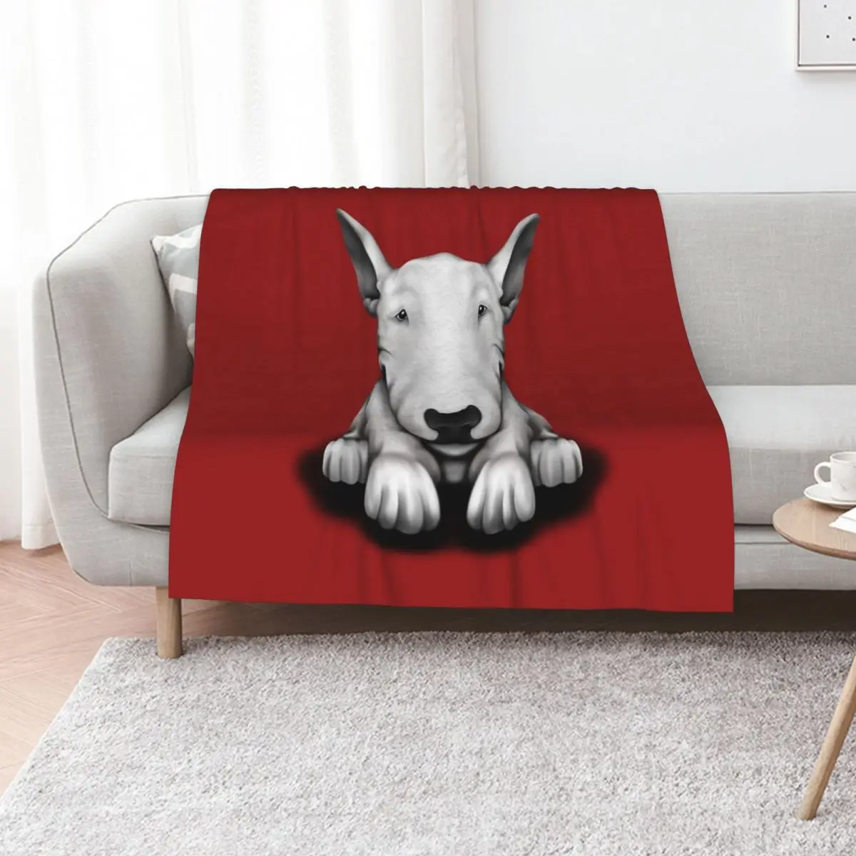 Front Sit English Bull Terrier Throw Blanket Warm Throw Blanket Gift for Anniversary