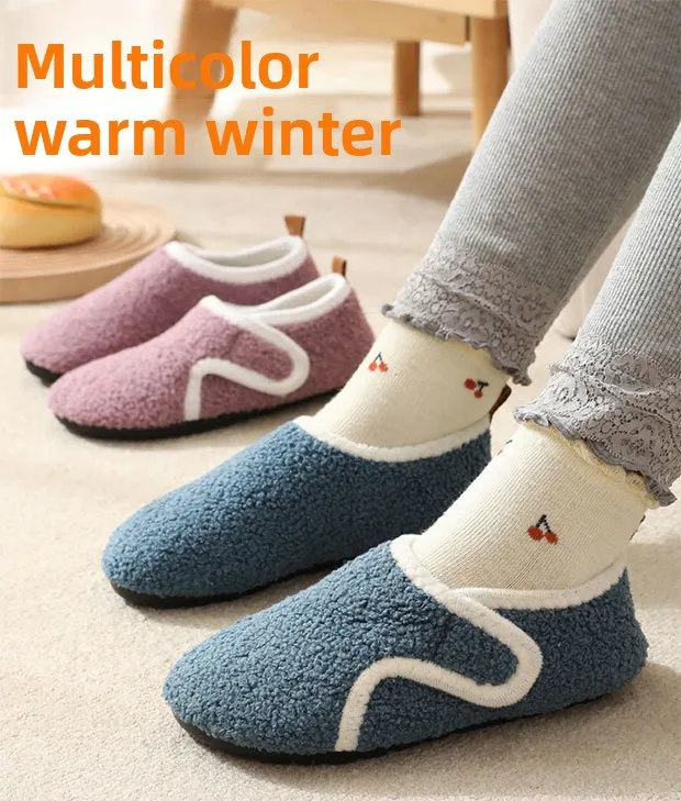 Kinder-Baumwollpantoffeln, Einfarbige Warme Winter-Hausschuhe für Jungen und Mädchen, Plüsch-Bodenschuhe, Weiche Sohle, Rutschfeste Baumwollschuhe für Drinnen – Detail 3