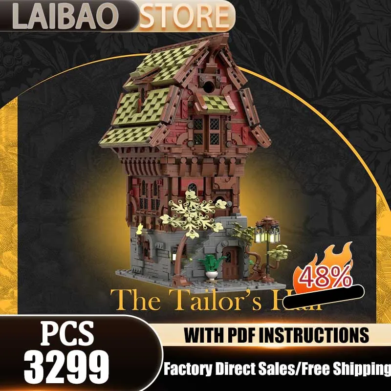 

Medieval Castle Moc Building Blocks Tailor's Hall Model Technology Bricks Christmas Assembly DIY Toys Constructrion Gifts