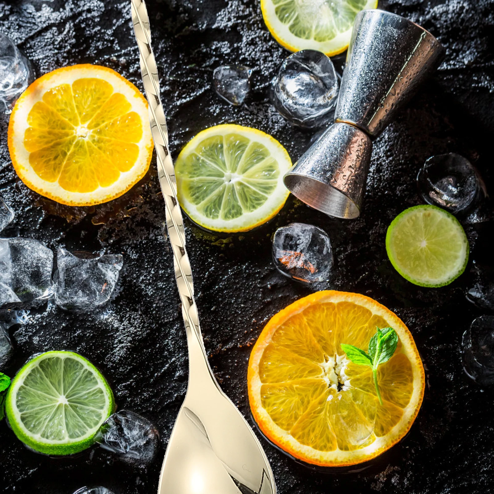 

304 Stainless Steel Long Handle Bar Spoon 30cm Tear Drop Gold Plated Cocktail Drink Mixer for Home Coffee Shop Hotel