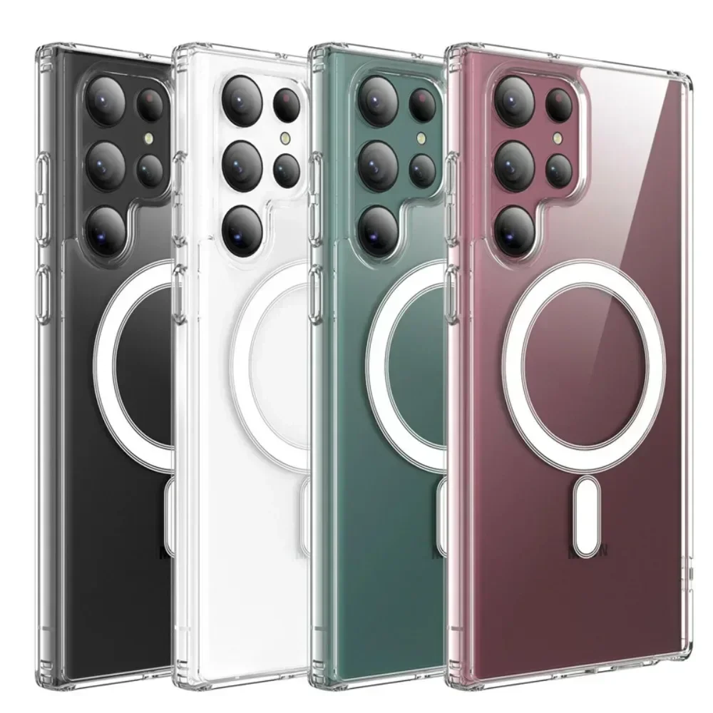

Original Magsafe Magnetic Clear Case for Samsung Galaxy S25 Ultra S24 FE S21 Plus S23 Ultra Wireless Charging Shockproof Cover