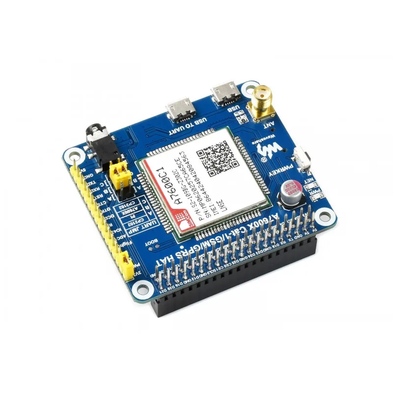 

A7600C1 LTE Cat-1 HAT for Raspberry Pi, Low Speed 4G Module, 2G GSM / GPRS, for China