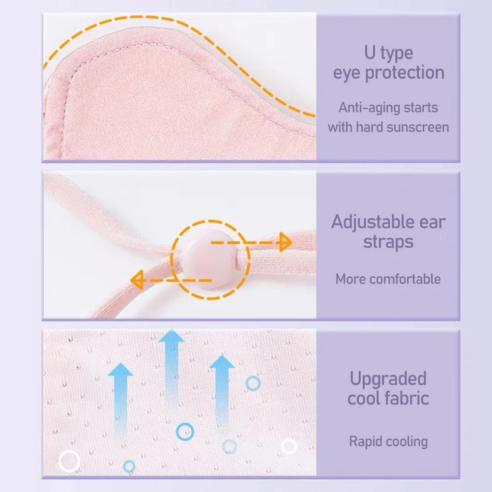 남녀공용 사이클링 아이스 실크 페이스 마스크, UV 자외선 차단, 조절식 통기성 반다나, 사냥 달리기 스포츠 마스크 스카프