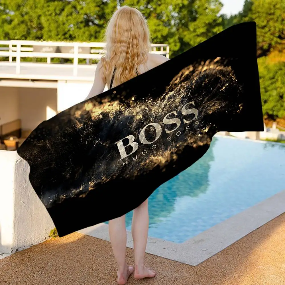 H-Hugos Cool B-Boss Beach Towel Colorful Bath Towels for Girl Microfiber Quick Dry Custom Sand Free Beach Yoga Spa Gym Pool