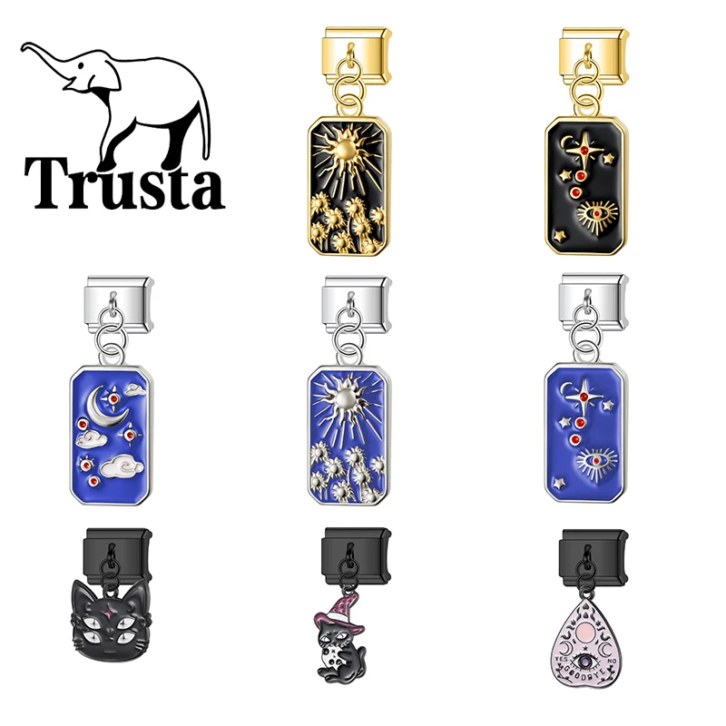 Trusta 2026 Cat Tarot Cards Golden Italian bracelets charms Fit 9mm Accessories Pendant Jewelry DIY Making Gifts Fashion N649
