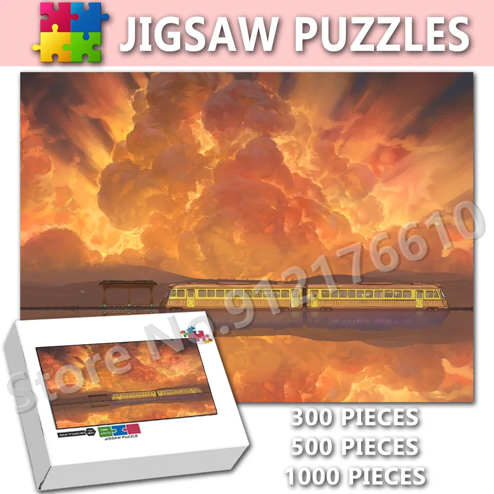 

Sunset Landscape 1000 Pieces Puzzles for Adult Lspirited Away Bus Scenery Diy Jigsaw Puzzle Education Decompression Toys Gifts