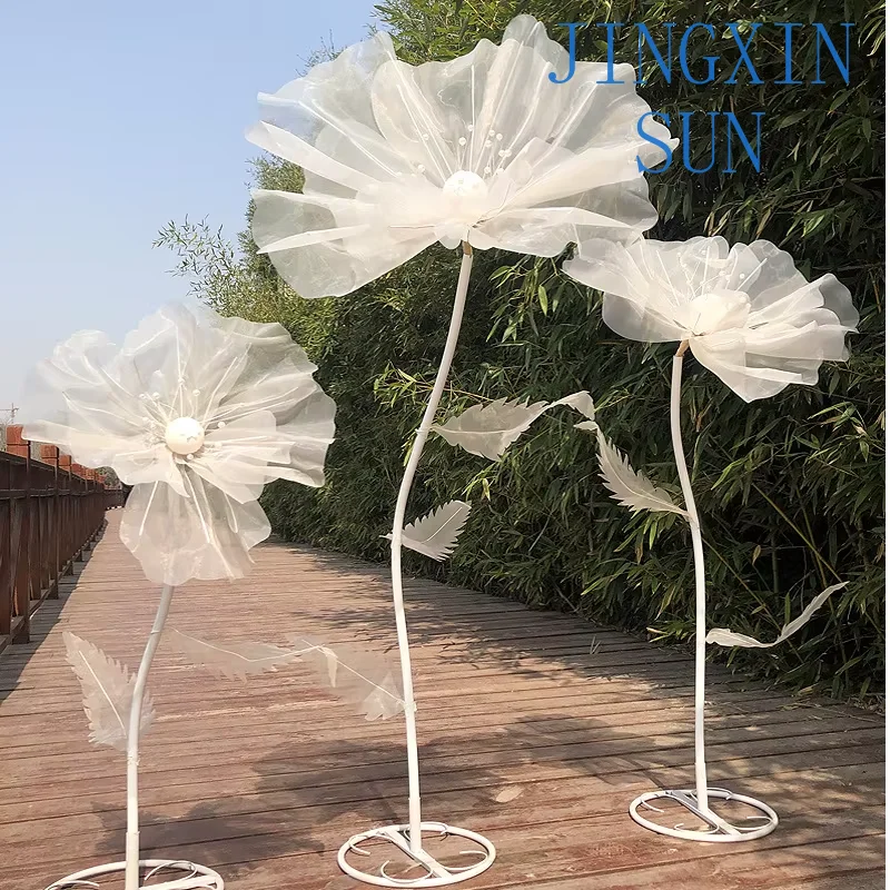 Wedding Decoration Stage Indoor Outdoor 3pcs Set Handmade Silk Artificial Simulation Large Organza Giant Flowers