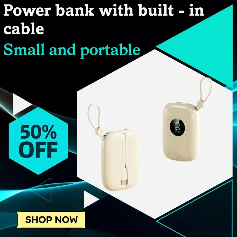 

10000/20000mAh Large Capacity 22.5W Super Fast Charging with Built-in Cable Compact and Portable Mini Power Bank