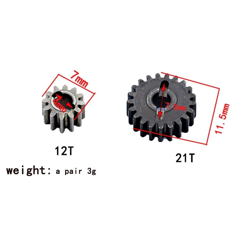 For FMS FCX24 4 Set Metal Portal Axle Portal Gear Set 21T 12T 1/24 RC Crawler Car Accessories