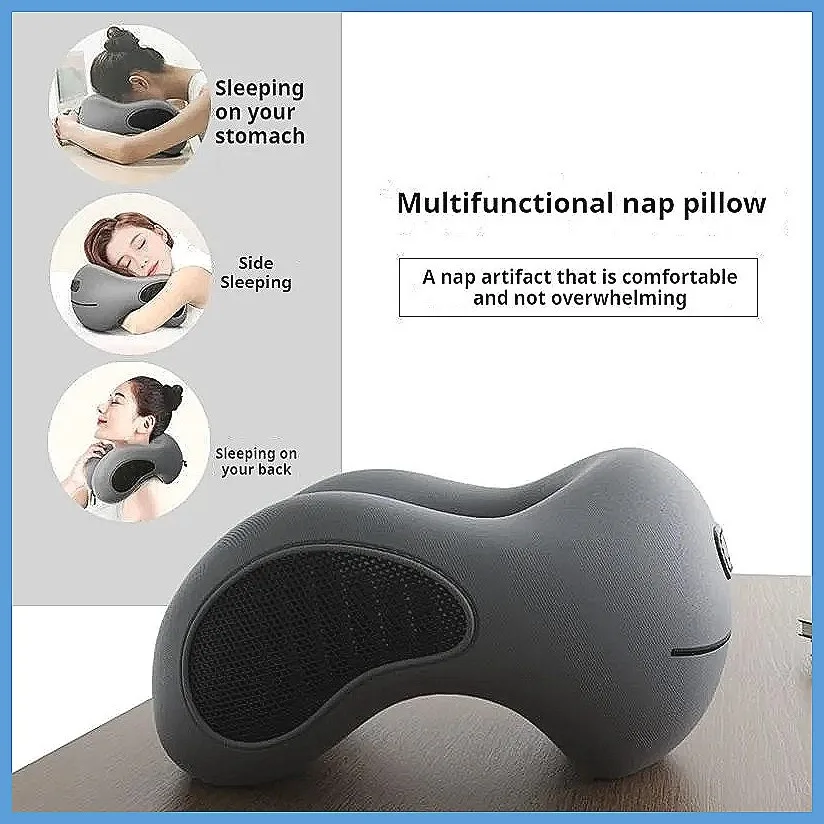 Multifunction U-Shaped Sponge Core Neck Pillow Slow Rebound Soft Travel Pillow for Sleeping Cervical Health Massage Nap
