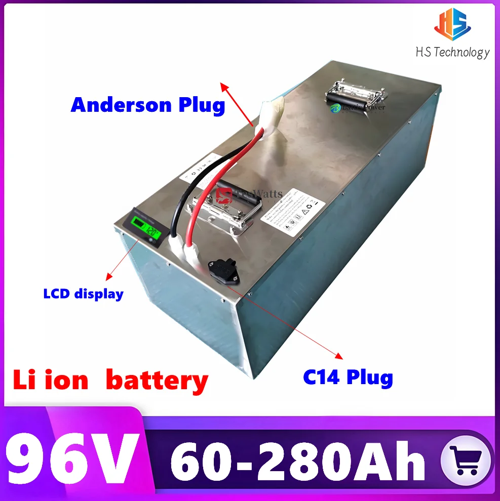 

HS 96V 200Ah Battery 60Ah 80Ah 100Ah 120Ah 150Ah 280Ah 26S Lithium Ion Batteria for 9KW 19KW EV Motorcycle Tricycle Tour Bus,EVS