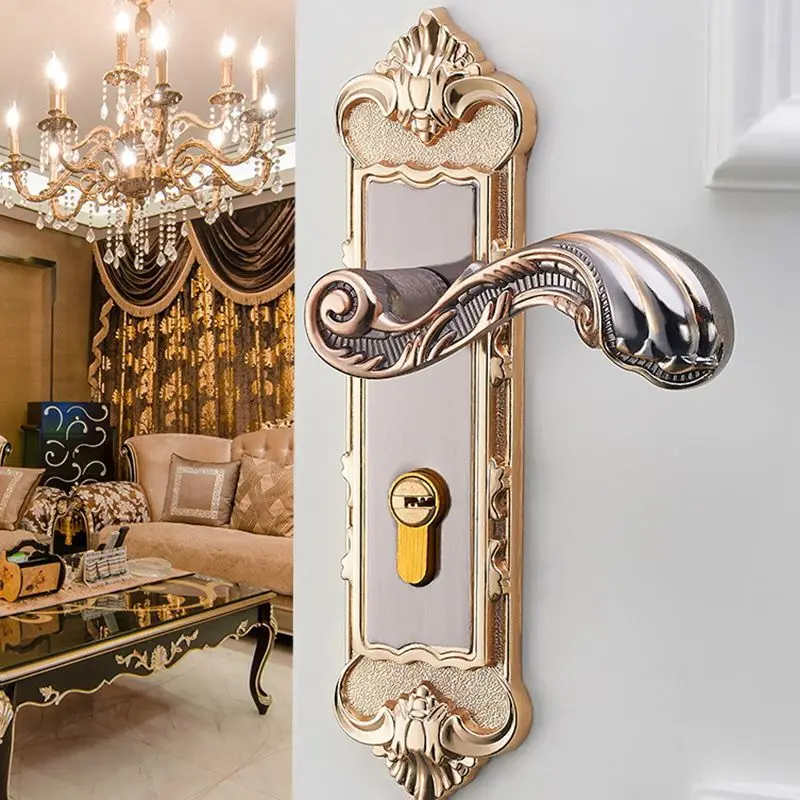European Vintage Keyed Door Lever Set Curved Handle Set With Keyed Deadbolt Lock Security Mortise Door Lock,Aluminum Alloy замок
