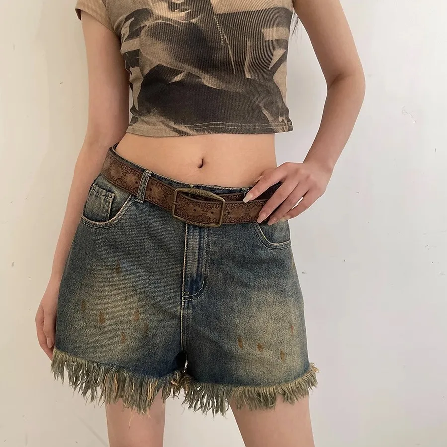 Cinturón retro americano para mujer, elegante, informal, estilo étnico, cinturón vaquero a juego, elegante, marrón