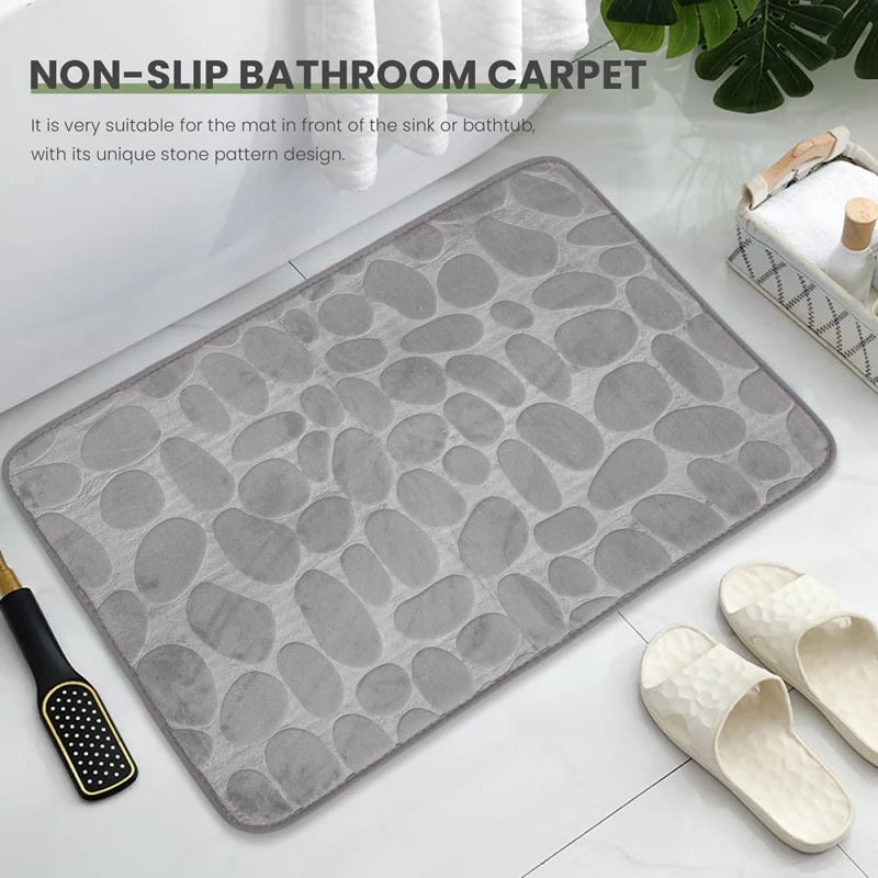 2Pcs Bath Mat,Bathroom Mat And U-Shaped Contour Toilet Rug Set,Memory Foam Absorbent Machine Washable Floor Bathmat