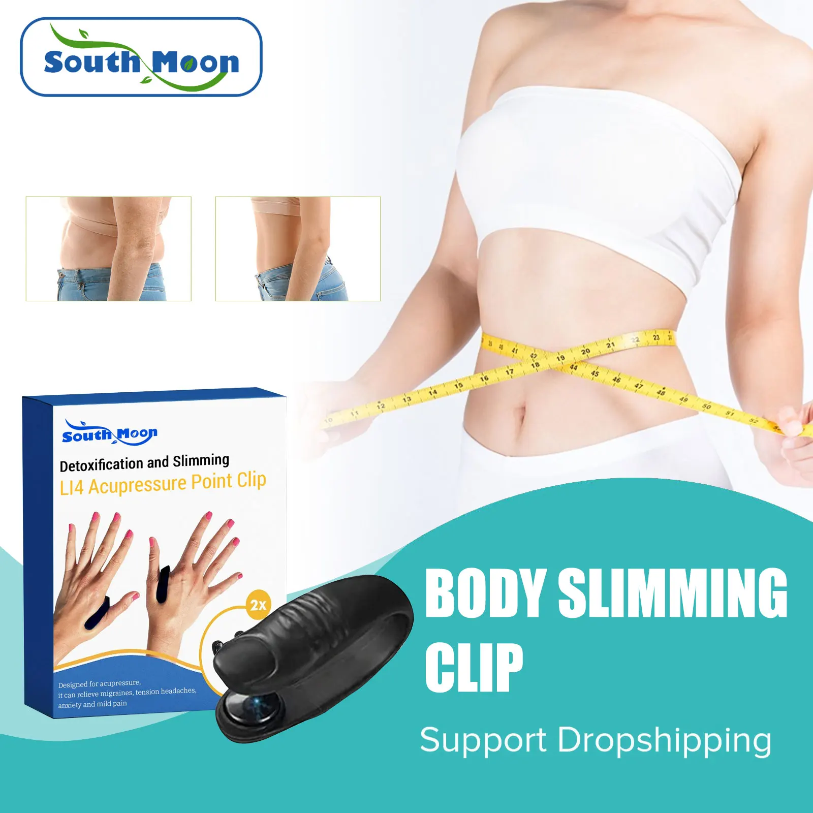 

South Moon Acupressure Slimming Clip For Thin Leg Arm Belly Remove Cellulite Fat Burning Promote Digestion Enhance Metabolism