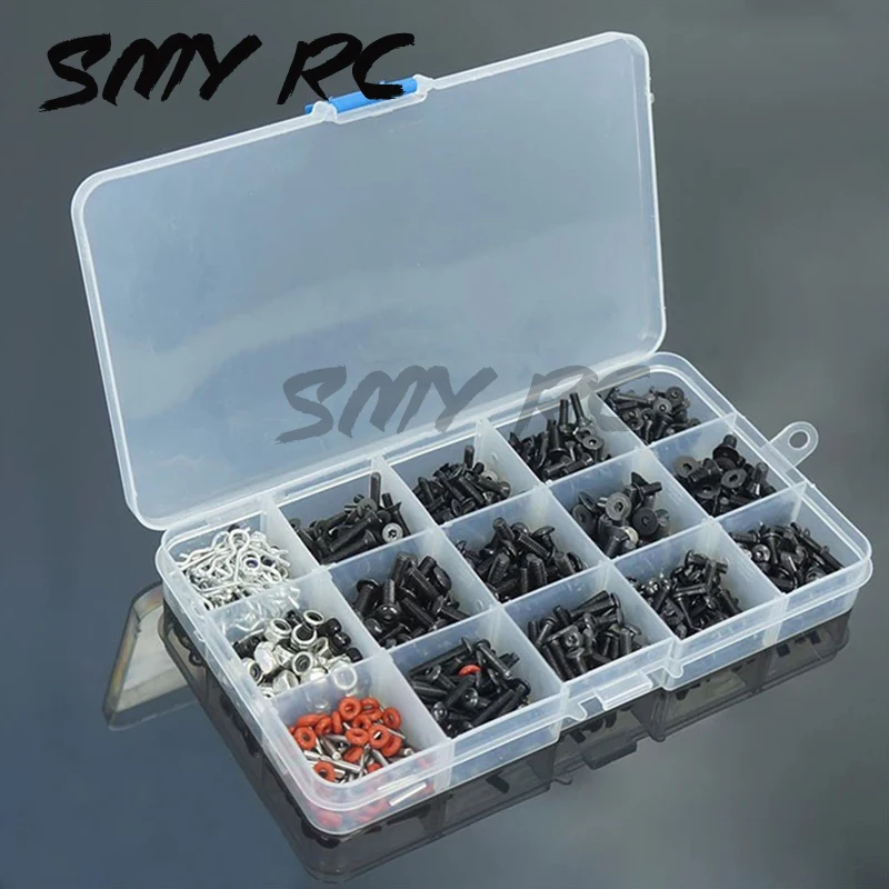 500 шт. RC Car M3 M4 Металлические винты и гайки Коробка для 1/10 RC гусеничного автомобиля Axial SCX10 90046 Traxxas Trx4 Redcat Mst HSP