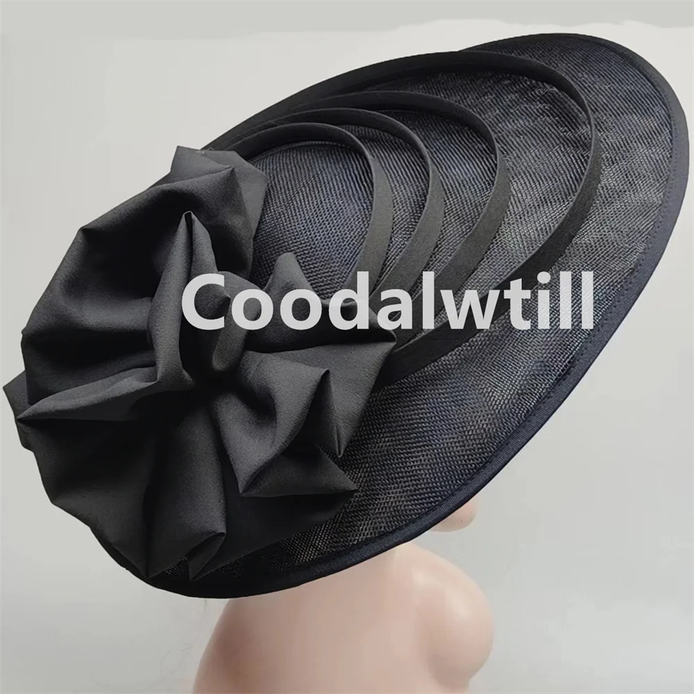 Fascinateurs de tri élégants pour femmes, grand chapeau, pièce de sauna chic, pilulier royal Ascot, fleur, fête de mariage, mariée