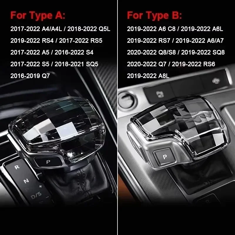 2025 حار سيارة كريستال والعتاد التحول المقبض رافعة تعديل التلقائي كريستال والعتاد مقبض لأودي A6 C8 A6L RS7 A7 Q8 S8 SQ8 Q7 RS6 #4