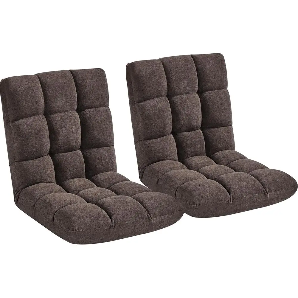 Padded Back Support Gaming Chair with Adjustable Backrest, 2-Piece Reclining Lounge Set, Brown