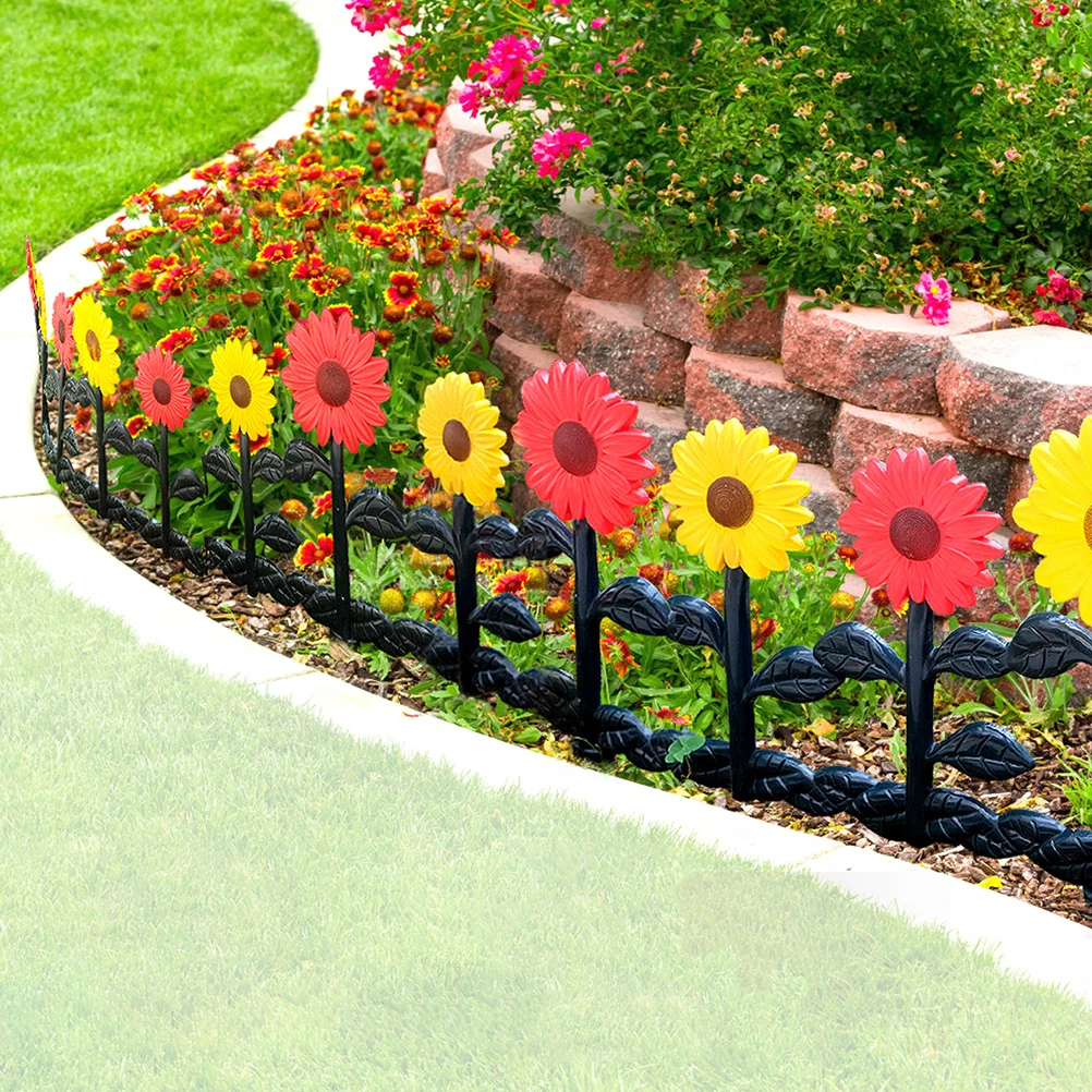 

Sunflower Fence Plastic Garden Decorative Fencing Yard Edging Outdoor Border Flowerbed Barrier Landscape Fence Gardening Patio