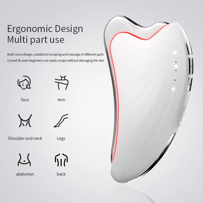 Soins de la peau 3 couleurs LED visage cou levage dispositif de beauté chaud et froid Gua Sha masseur Facial
