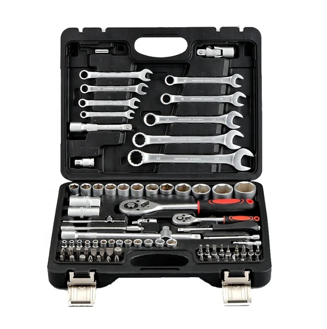 

82 PCS Kit Socket Set Mechanical Auto Repair Wrench Hand Tool Set Box With Box