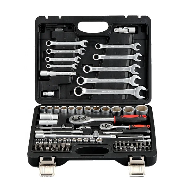 

Auto Repair Wrench Hand, 82 PCS Kit Socket Set Mechanical Tool Set Box With Box