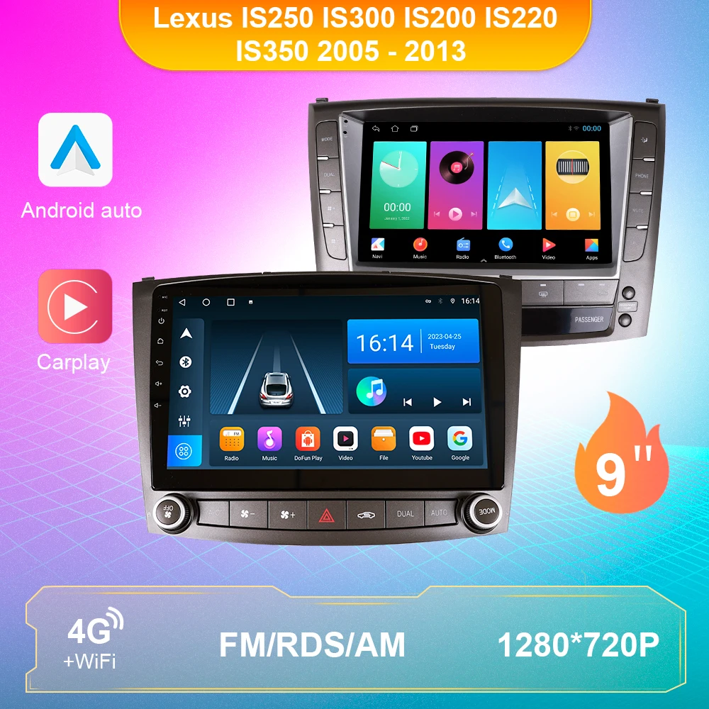 2Din Car Radio CarPlay For Lexus IS250 IS300 IS200 IS220 IS350 2005 - 2013 Multimedia Vedio Player Stereo Navigation Android 10